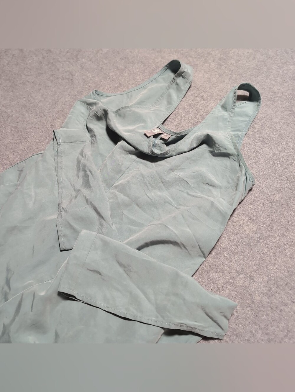 ASOS Light Sage Green Scoop Neck Tank Wide Leg Jumpsuit Lounge Festive EUC